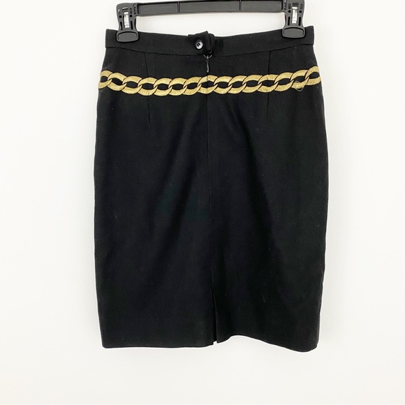 RARE Vintage Escada 🖤 US 0/2 EU 34 black skirt with gold pocket watch design - Picture 2 of 5